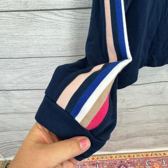 Time & Tru Women's Navy Crew Stripe Sleeve Sweatshirt Size XL - Picture 4 of 6